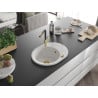 Mexen Kevin granite kitchen sink 1-bowl with drainer and Flora kitchen tap, white - 6517-20-670401-57-G