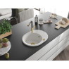 Mexen Kevin granite sink 1-bowl with drainer and kitchen faucet Flora, white - 6517-20-670401-57-G