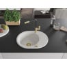 Mexen Kevin granite kitchen sink 1-bowl with drainer and Flora kitchen tap, white - 6517-20-670401-57-G