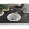 Mexen Kevin 1-bowl granite sink with drainer and Flora kitchen tap, white - 6517-20-670401-57-B