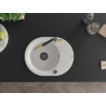 Mexen Kevin 1-bowl granite sink with drainer and Flora kitchen faucet, white - 6517-20-670401-57-B