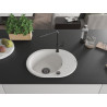 Mexen Kevin granite sink 1-bowl with drainer and kitchen faucet Flora, white - 6517-20-670401-70-B
