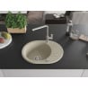 Mexen Kevin 1-compartment granite sink with a drip tray and kitchen mixer tap Flora, Beige - 6517-69-670401-00