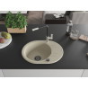 Mexen Kevin granite kitchen sink 1-bowl with drainer and Flora kitchen faucet, beige - 6517-69-670401-07-B