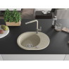 Mexen Kevin granite kitchen sink 1-bowl with drainer and Flora kitchen faucet, beige - 6517-69-670401-09