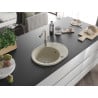 Mexen Kevin 1-bowl granite sink with drainer and Flora kitchen tap, beige - 6517-69-670401-09