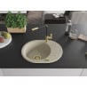 Mexen Kevin 1-bowl granite sink with drainer and Flora kitchen faucet, beige - 6517-69-670401-57-G