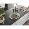 Mexen Kevin granite kitchen sink 1-bowl with drainer and Flora kitchen faucet, beige - 6517-69-670401-57-B
