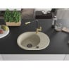 Mexen Kevin granite kitchen sink 1-bowl with drainer and kitchen tap Flora, beige - 6517-69-670401-57-B