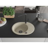 Mexen Kevin one-bowl granite sink with drainer and Flora kitchen faucet, beige - 6517-69-670401-70-B