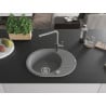 Mexen Kevin granite sink 1-bowl with drainer and Flora kitchen faucet, gray - 6517-71-670401-06