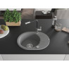 Mexen Kevin 1-bowl granite sink with drainer and Flora kitchen faucet, gray - 6517-71-670401-07