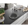 Mexen Kevin 1-bowl granite kitchen sink with drainer and Flora faucet, gray - 6517-71-670401-07