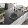 Mexen Kevin single-bowl granite sink with drainer and kitchen faucet Flora, gray - 6517-71-670401-07-B
