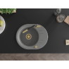 Mexen Kevin 1-bowl granite sink with drainer and Flora kitchen faucet, gray - 6517-71-670401-57-G