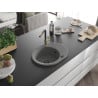 Mexen Kevin 1-bowl granite sink with drainer and Flora kitchen tap, grey - 6517-71-670401-57-B