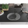 Mexen Kevin granite 1-bowl sink with drainer and Flora kitchen tap, grey - 6517-71-670401-70-B