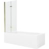 Mexen Vega 160 x 70 cm rectangular bathtub with panels and a 2-wing screen 80 cm, transparent, gold - 550116070X9208025000