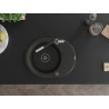 Mexen Kevin granite kitchen sink 1-bowl with drainer and kitchen faucet Flora, black/golden metallic - 6517-75-670401-07-B