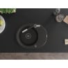 Mexen Kevin single-bowl granite sink with drainer and Flora kitchen tap, black/gold metallic - 6517-75-670401-07-B