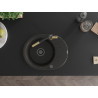 Mexen Kevin granite sink 1-bowl with drainer and kitchen faucet Flora, black/gold metallic - 6517-75-670401-57-B