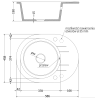 Mexen Kevin granite kitchen sink 1-bowl with drainer and Flora kitchen faucet, black speckled - 6517-76-670401-00