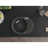 Mexen Kevin granite single-bowl sink with drainer and Flora kitchen faucet, speckled black - 6517-76-670401-07-B
