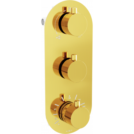 Mexen Kai 3-outlet thermostatic bathtub and shower mixer tap. Gold - 77603-50