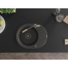 Mexen Kevin granite sink 1-bowl with drainer and kitchen faucet Flora, speckled black - 6517-76-670401-75-B