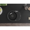 Mexen Kevin granite sink 1-bowl with drainer and Flora kitchen tap, black - 6517-77-670401-07-B