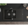 Mexen Matias granite 1.5-bowl sink with drainer and Savita kitchen faucet, black/gold - 6502-75-672601-70