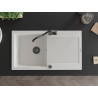 Mexen Leo granite sink 1-bowl with drainer and Carla kitchen faucet, white - 6501-20-670700-70
