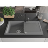 Mexen Leo granite sink 1-bowl with drainer and kitchen faucet Carla, gray - 6501-71-670700-70