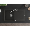 Mexen Leo granite kitchen sink with 1 bowl, drainer, and Carla kitchen faucet, black/gold metallic - 6501-75-670700-00