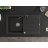 Mexen Leo 1-Bowl Granite Sink with Drainer and Kitchen Faucet Carla, Black/Gold Metallic - 6501-75-670700-70