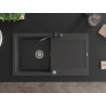Mexen Leo granite sink 1-bowl with drainer and kitchen faucet Carla, black speckled - 6501-76-670700-70