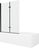Mexen Vega 160 x 70 cm rectangular bathtub with panels and a 2-wing screen 120 cm, transparent, black - 550116070X9212027000