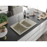 Mexen Gaspar 1.5-bowl granite sink with drainer and kitchen faucet Carla, beige - 6507-69-670700-00