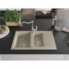 Mexen Gaspar 1.5-bowl granite kitchen sink with drainer and Carla kitchen tap, beige - 6507-69-670700-00