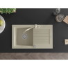 Mexen Pablo granite kitchen sink 1-bowl with drainer and kitchen faucet Carla, beige - 6510-69-670700-69