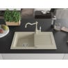 Mexen Pablo granite kitchen sink with 1 bowl, drainer and kitchen faucet Carla, beige - 6510-69-670700-69