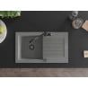 Mexen Pablo 1-bowl granite sink with drainer and Carla kitchen tap, grey - 6510-71-670700-70-B