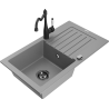 Mexen Pablo granite sink with 1 bowl, drainer and kitchen faucet Carla, gray - 6510-71-670700-70-B