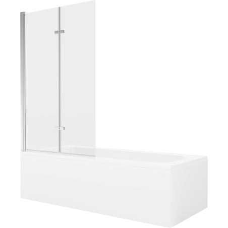 Mexen Vega 170 x 70 cm rectangular bathtub with panels and a 2-wing screen 100 cm, transparent, chrome - 550117070X9210020100