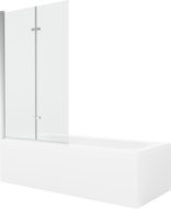 Mexen Vega 170 x 70 cm rectangular bathtub with panels and a 2-wing screen 100 cm, transparent, chrome - 550117070X9210020100