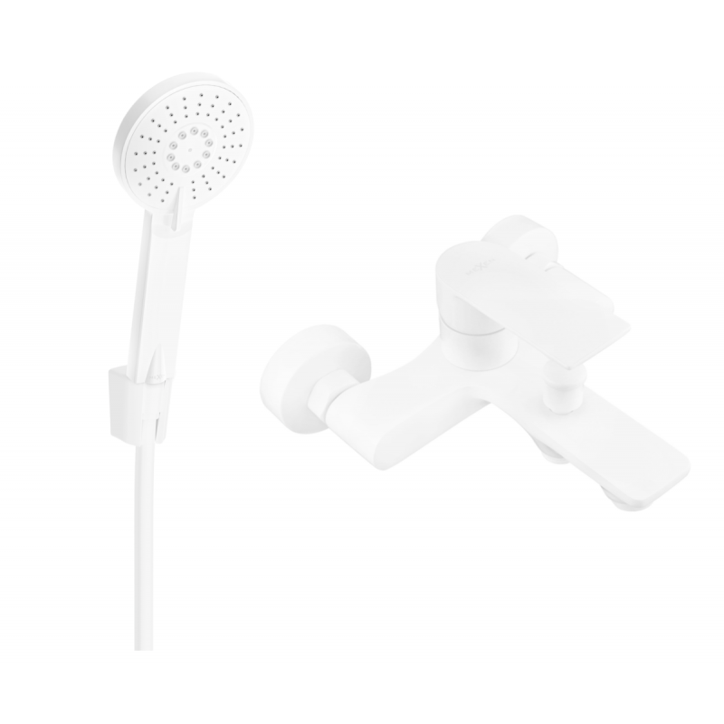 Mexen Royo R40 bathtub mixer tap with shower head, White - 7223R40-20