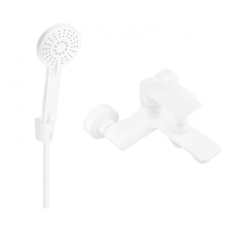 Mexen Royo R40 bathtub mixer tap with shower head, White - 7223R40-20