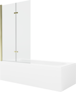 Mexen Vega 170 x 70 cm rectangular bathtub with panels and a 2-wing screen 100 cm, transparent, gold - 550117070X9210025000