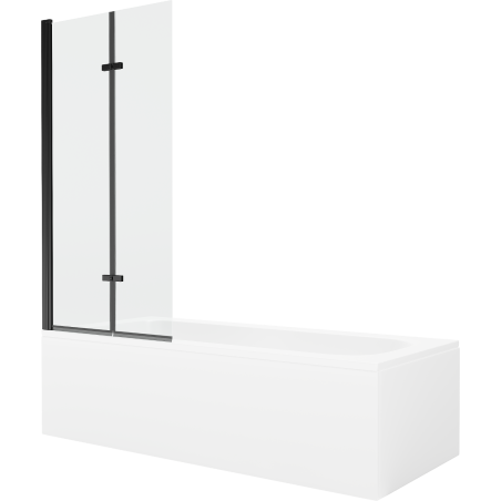 Mexen Vega 170 x 70 cm rectangular bathtub with panels and a 2-wing screen 80 cm, transparent, black - 550117070X9208027000