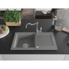Mexen Pablo 1-Bowl Granite Sink with Drainer and Kitchen Faucet Carla, Gray - 6510-71-670700-71